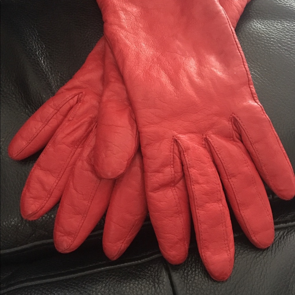 Red leather gloves